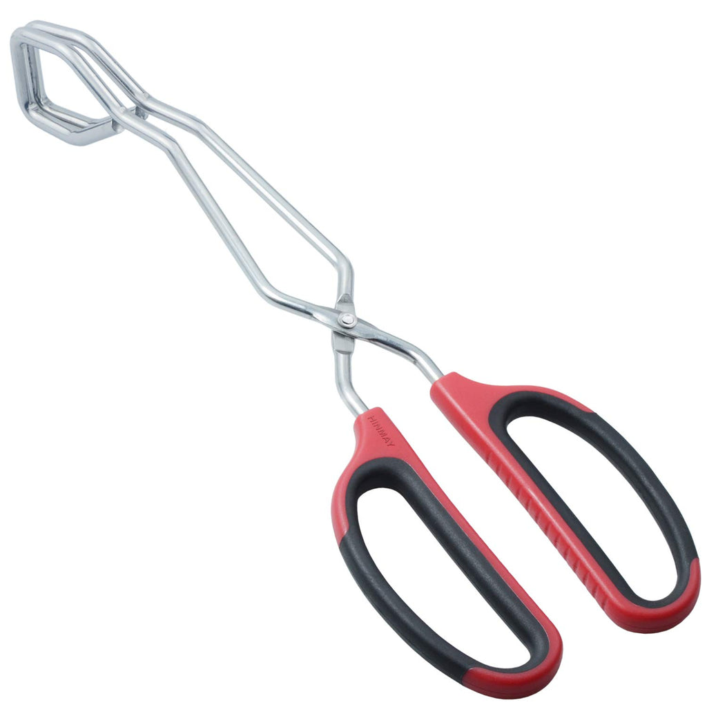 HINAMY 13" Stainless Steel Scissor Tongs with Comfort-Grip Handle, Set of 2