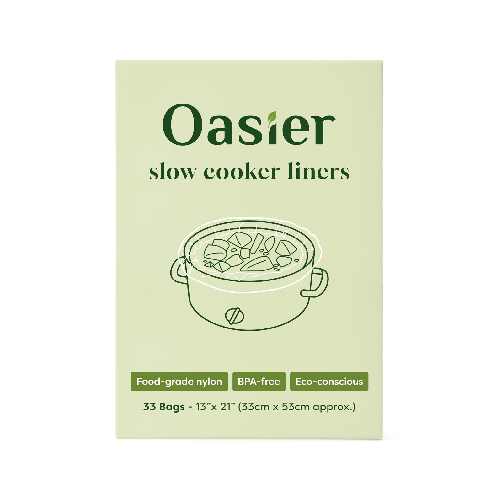 Oasier Slow Cooker Liners, Disposable Oval Large Size 33 Count
