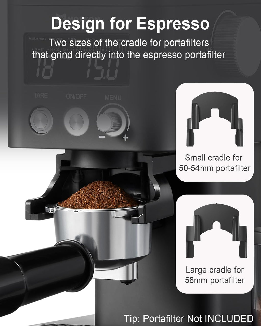MOKKOM Electric Conical Burr Coffee Grinder with Removable Coffee Scale, Anti-static Coffee Bean Grinder, 31 Grind Settings and Precision Timer for Espresso Pour Over, French Press Black