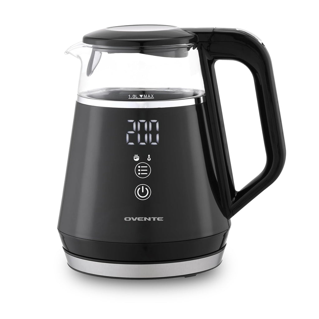 OVENTE 1L Electric Kettle with Temperature Control, 1500W, Black KD95B