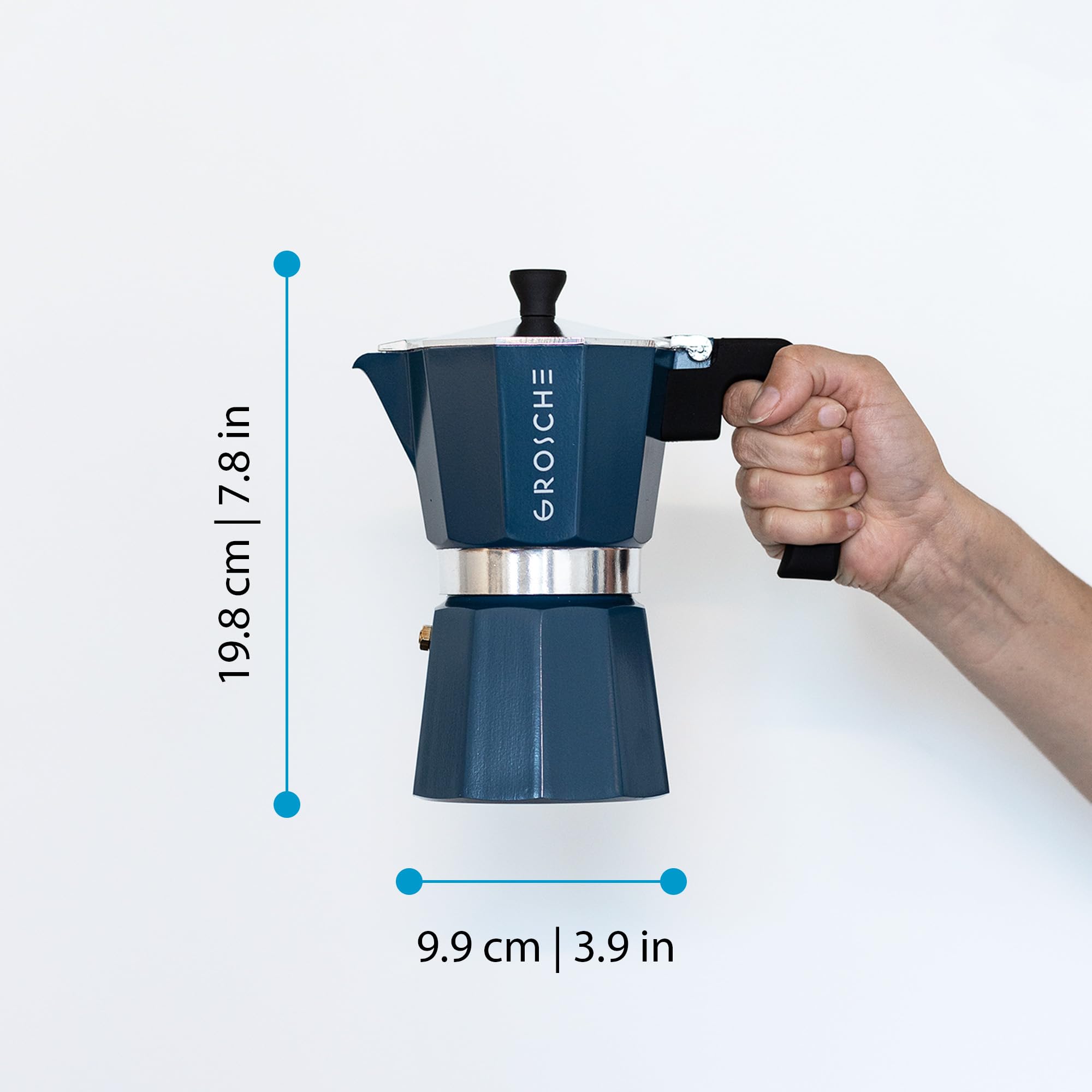 GROSCHE Milano Stovetop Espresso Maker Moka Pot 6 espresso Cup, 9.3 oz Blue