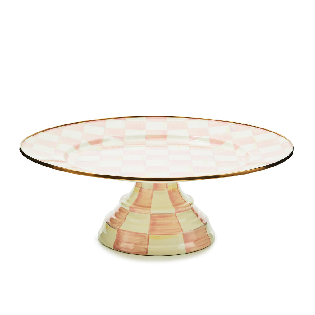 MACKENZIE-CHILDS Pedestal Platter, Small, Black-and-White Courtly Check