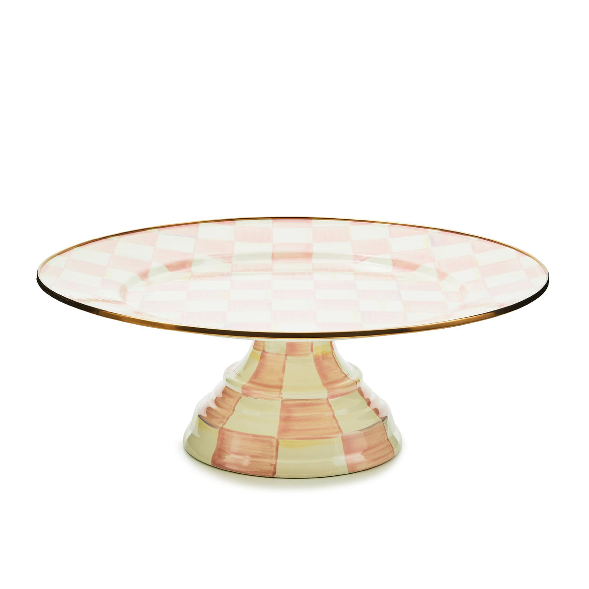 MACKENZIE-CHILDS Pedestal Platter, Small, Black-and-White Courtly Check