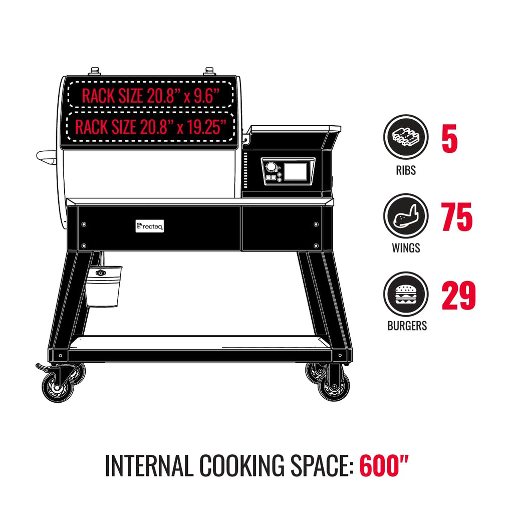 recteq Patio Legend 600 Pellet Smoker, Pellet Grill with Wifi & App Connectivity, Outdoor Smokers Grills, Wood Pellet Grills, Temp Range 180° to 700+°, Smoker Grill + Grilling Basics Bundle
