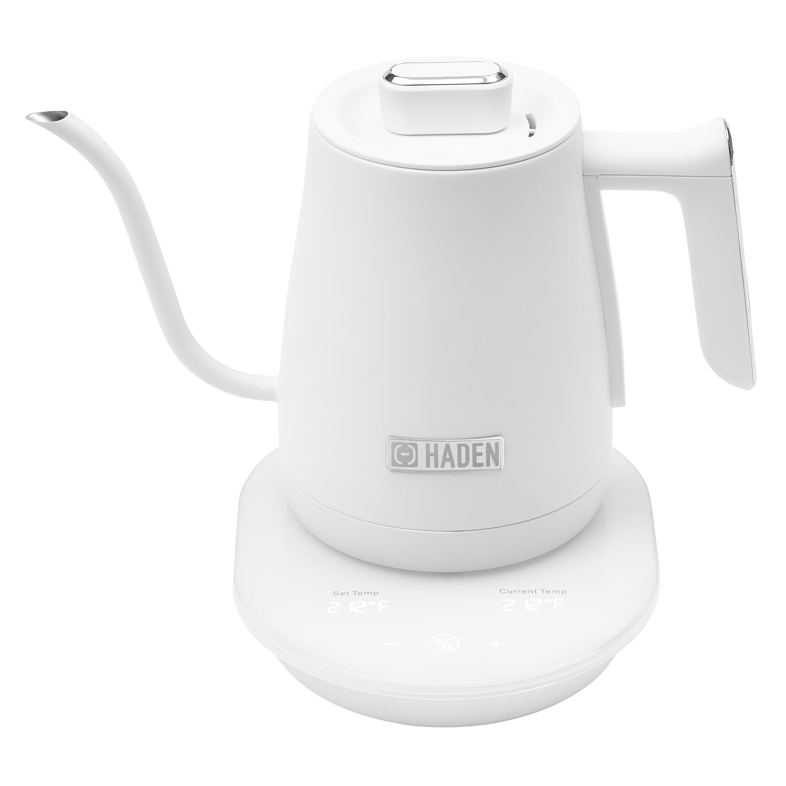 Haden 0.6-Liter Stainless Steel Electric Kettle, Gooseneck Hot Water Kettle with 360-Degree Base and Auto Shutoff, Ivory & Chrome