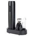 Electric Wine Opener Set with Charging Base, Rechargeable Automatic Corkscrew Bottle Opener with Pour, Preserver Vacuum Stopper, Foil Cutter, USB Charging Cable