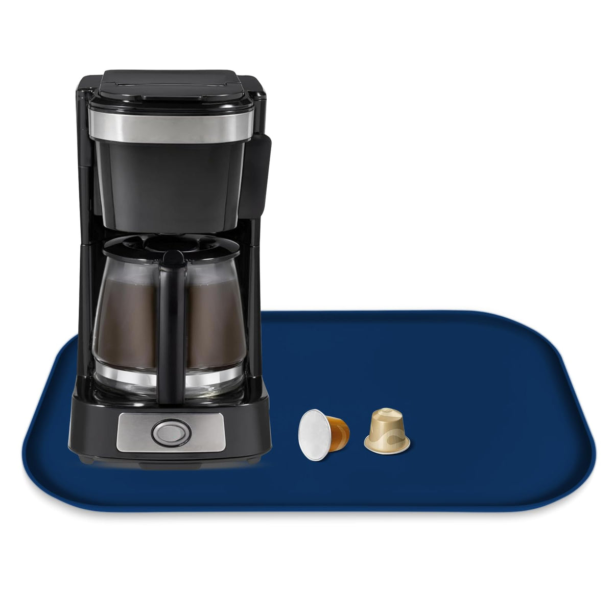 Silicone Coffee Maker Mat with Lip for Countertops 17.4''x10.6''Translucent