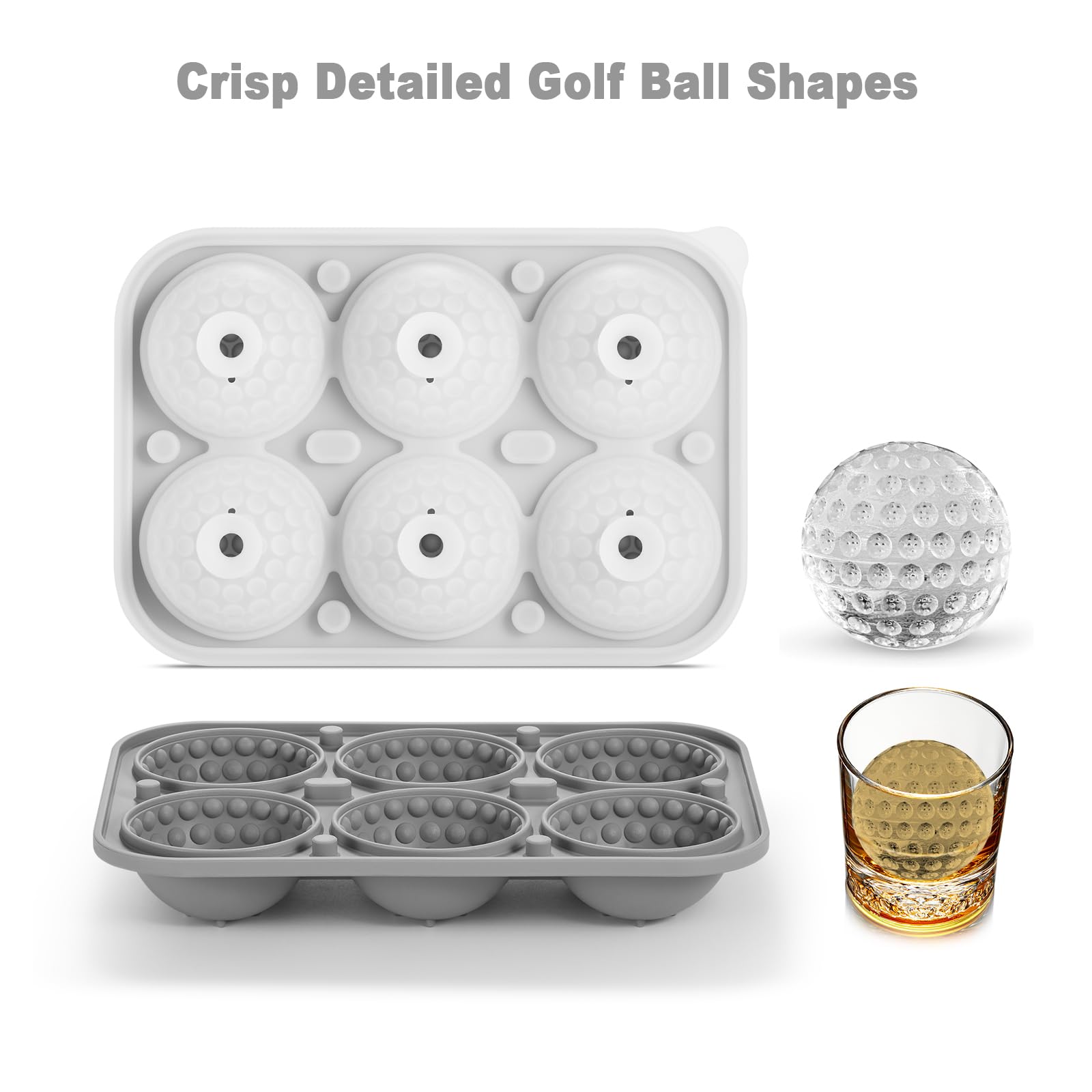 Nax Caki 3D Golf Ice Cube Tray, Large Golf Silicone Fun Shapes Whiskey Ice Mold with Funnel for Cocktails, Bourbon,Brandy, Whiskey Gifts for Men