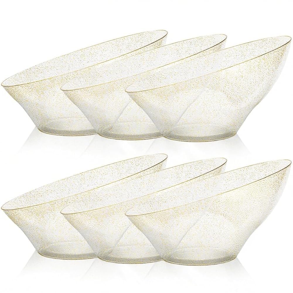 BESTVIP 20 Oz Black Plastic Angled Serving Bowls, 12 Pack