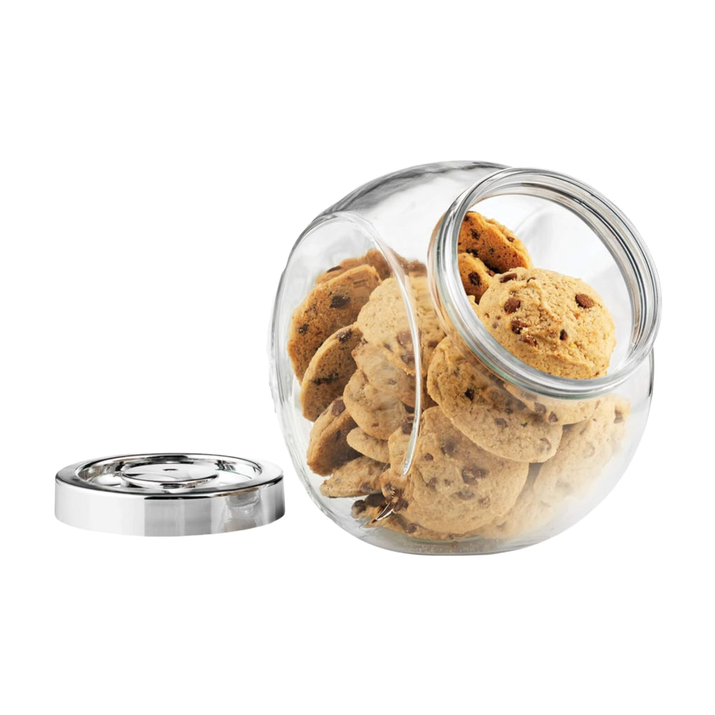 Bormioli Rocco Pandora Glass Jar with Metal Lid 75.5 oz - Airtight Storage Container for Snacks, Candy & Dry Foods - Versatile Kitchen & Pantry Organizer - Durable Clear Glassware