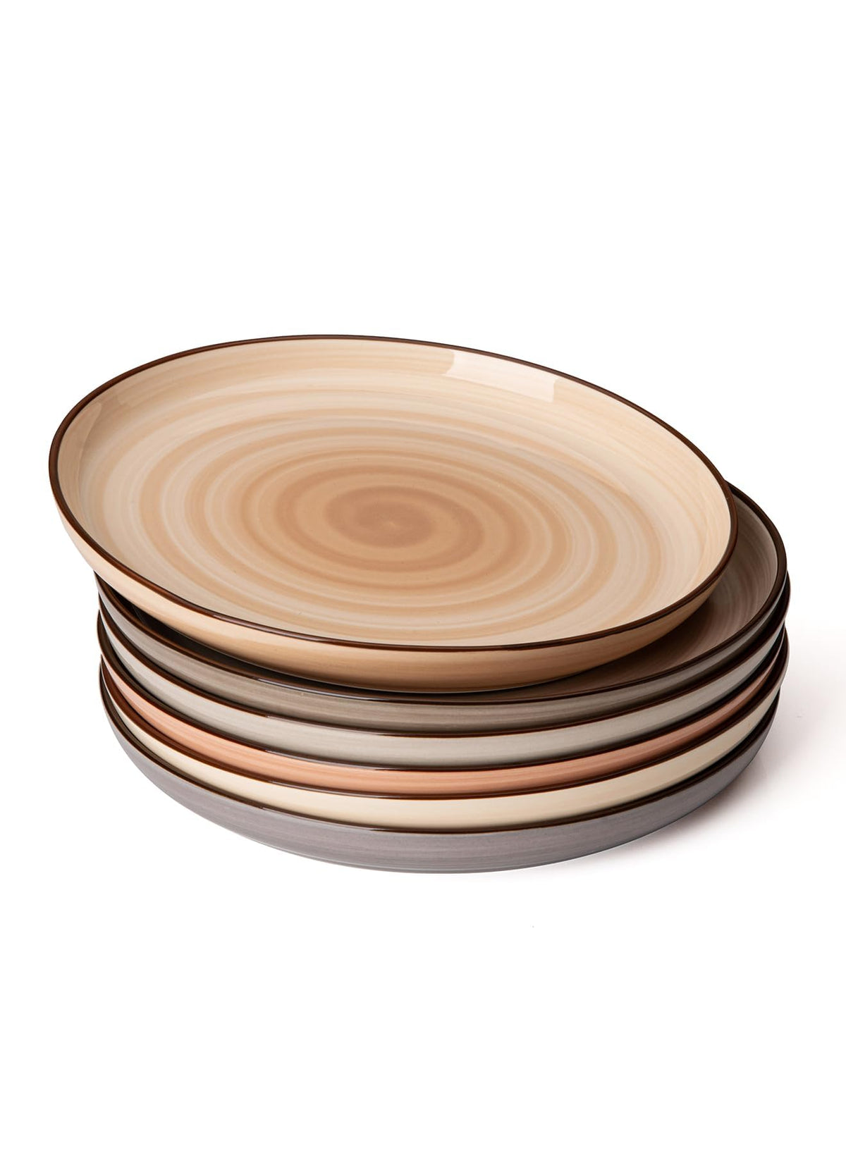 Sweese 7.4 Inch Porcelain Dessert Plates - Round Salad/Appetizer Plate Set, Microwave Dishwasher Safe, 6 Pack, Vibrant Colors