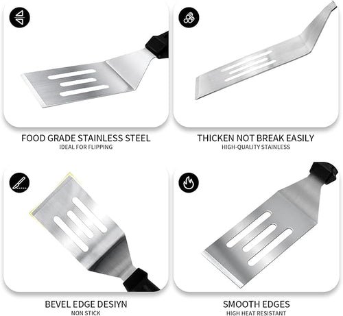 1Pc 9.8in Stainless Steel Spatula Heat Resistant Handle for BBQ Dessert