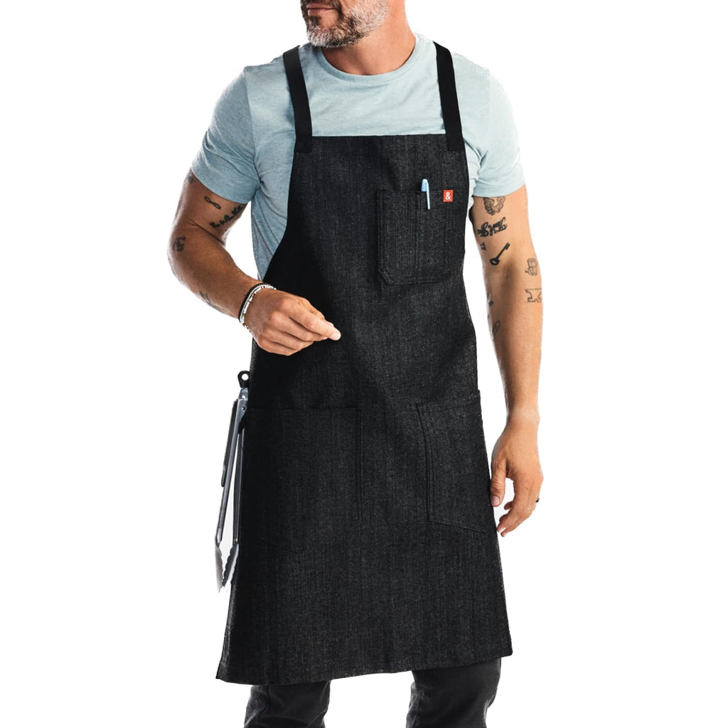 hedley & bennett Crossback Chef Apron, Pockets & Towel Loop, Oyster Gray