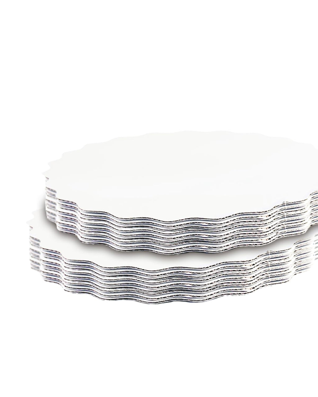 qiqee 10 Inch White Wave Cake Boards Round 50-Packs Circles Rounds Base Food-Grade Cardboard Wave Cake Plate（Thinner But Stronger）