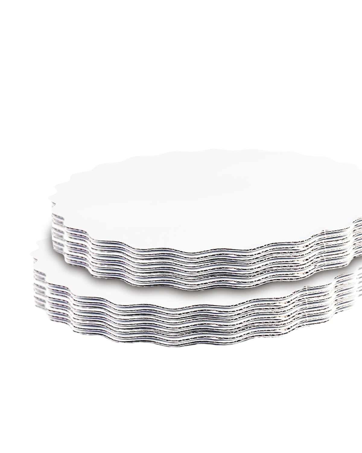 qiqee 8 Inch White Wave Cake Boards Round 15-Packs Circles Rounds Base Food-Grade Cardboard Wave Cake Plate（Thinner But Stronger）