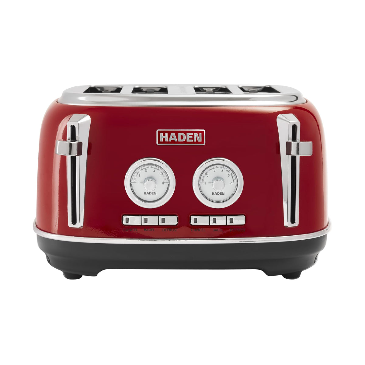 Haden Dorset 4 Slice Wide Slot Stainless Steel Toaster with Adjustable Browning Control & Non-Slip Feet, Black & Copper
