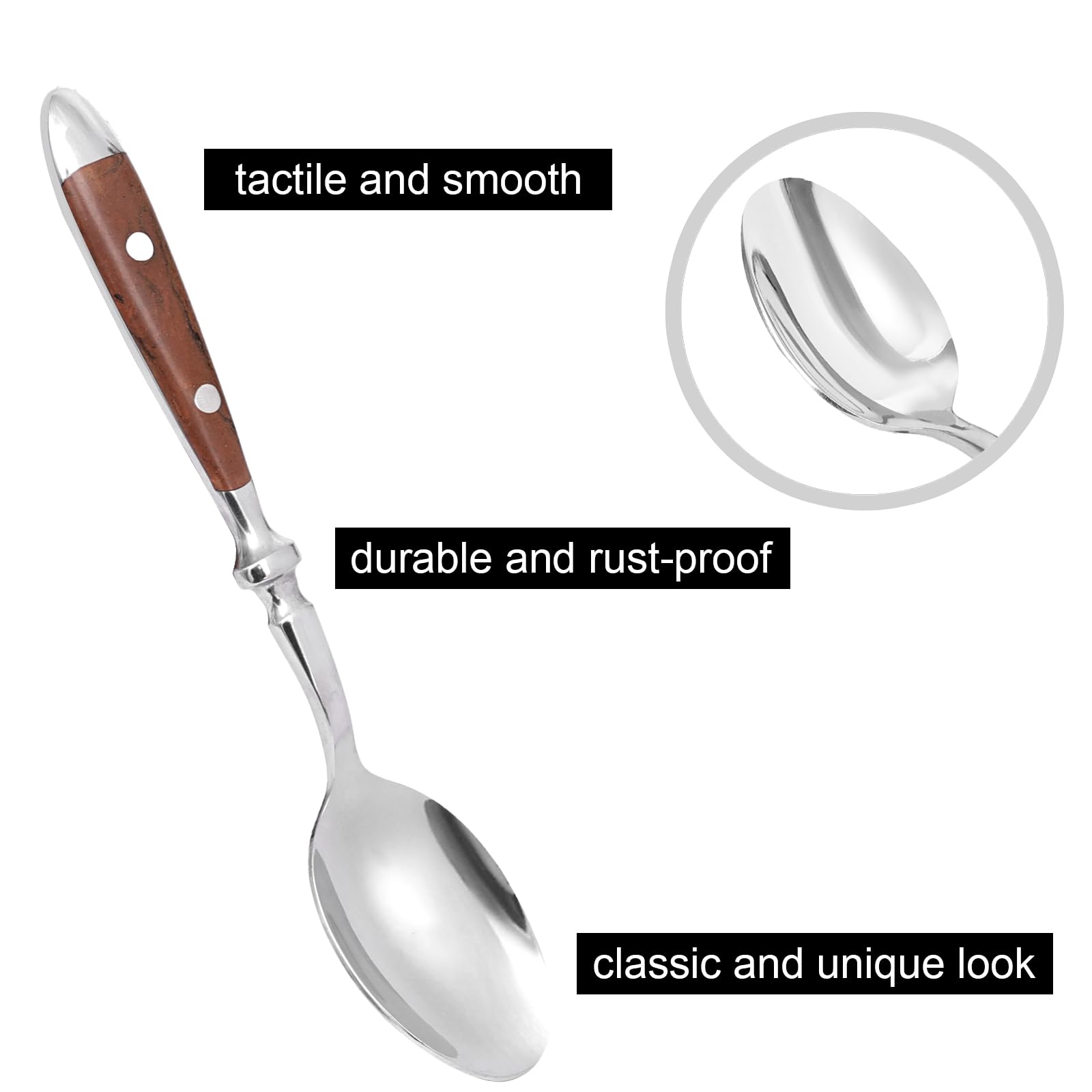 QUEARI 20-Piece Silverware Set Service for 4 with Two Rivets, Vintage Flatware Set, Stainless Steel Cutlery Set with Coffee-colored Bakelite Handle, Dishwasher Safe, Light Brown Color