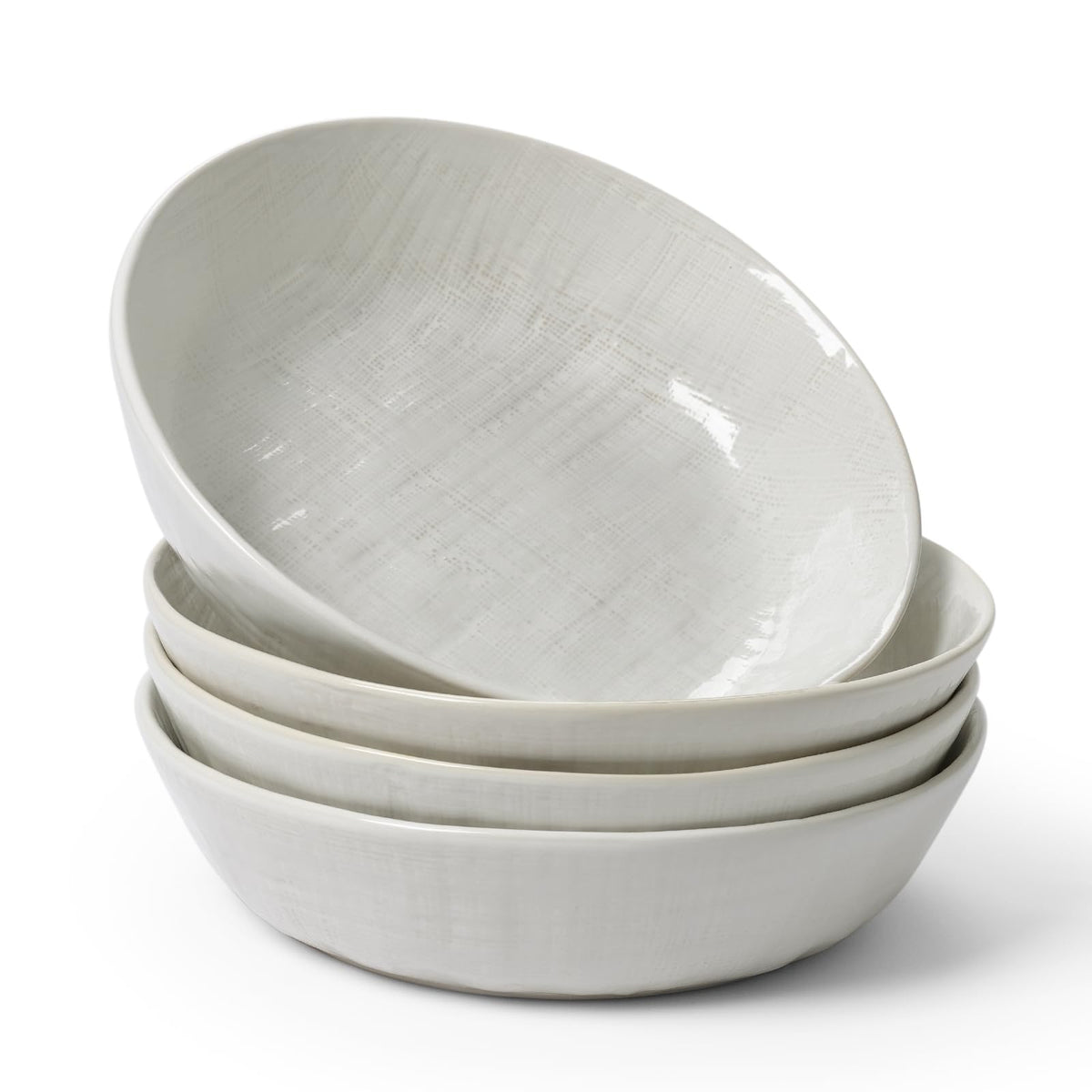 famiware Moonlight 8.5 Inch Pasta Bowls Set of 4, 32oz Serving Bowls for Kitchen, Soup Bowl with Linen Finish, Large Stoneware Bowls for Festivals, Housewarming, Dinnerware, Summer Sand