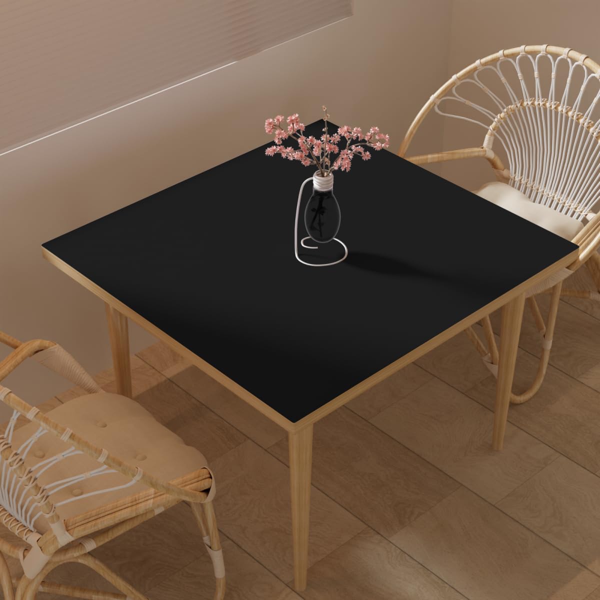 Zinkooat Desk Cover Mat - 38x38 Inch Waterproof Easy to Clean Can Conceal Flaws Protector The Table Top from Scratches Used for Dining (Black+Black 38x38)