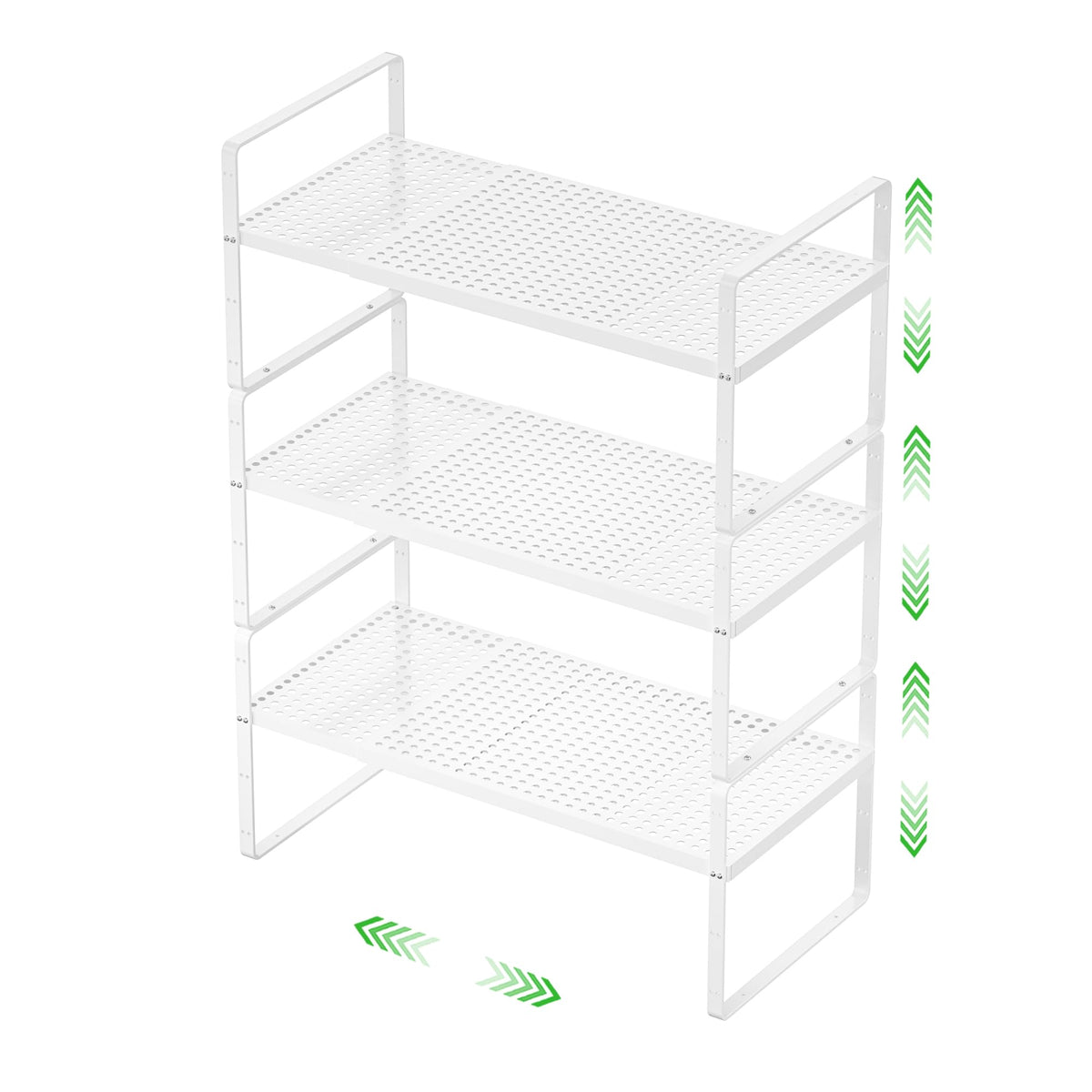 SOFRON Expandable Storage Shelf, Stackable Organizer Rack, White Large 3 PK