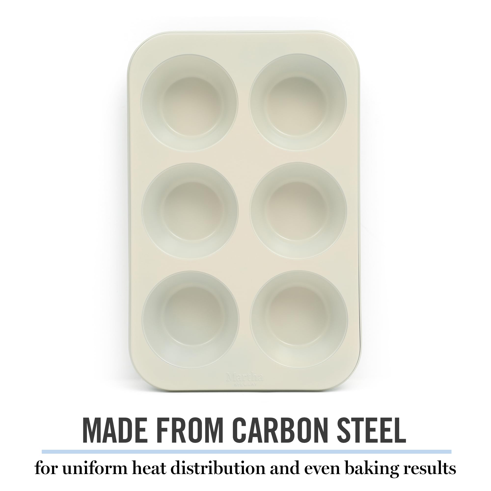 Martha Stewart Gallen 6 Cup Nonstick Carbon Steel Muffin and Cupcake Pan - Teal Durable Bakeware for Muffins, Cupcakes & Mini Cakes