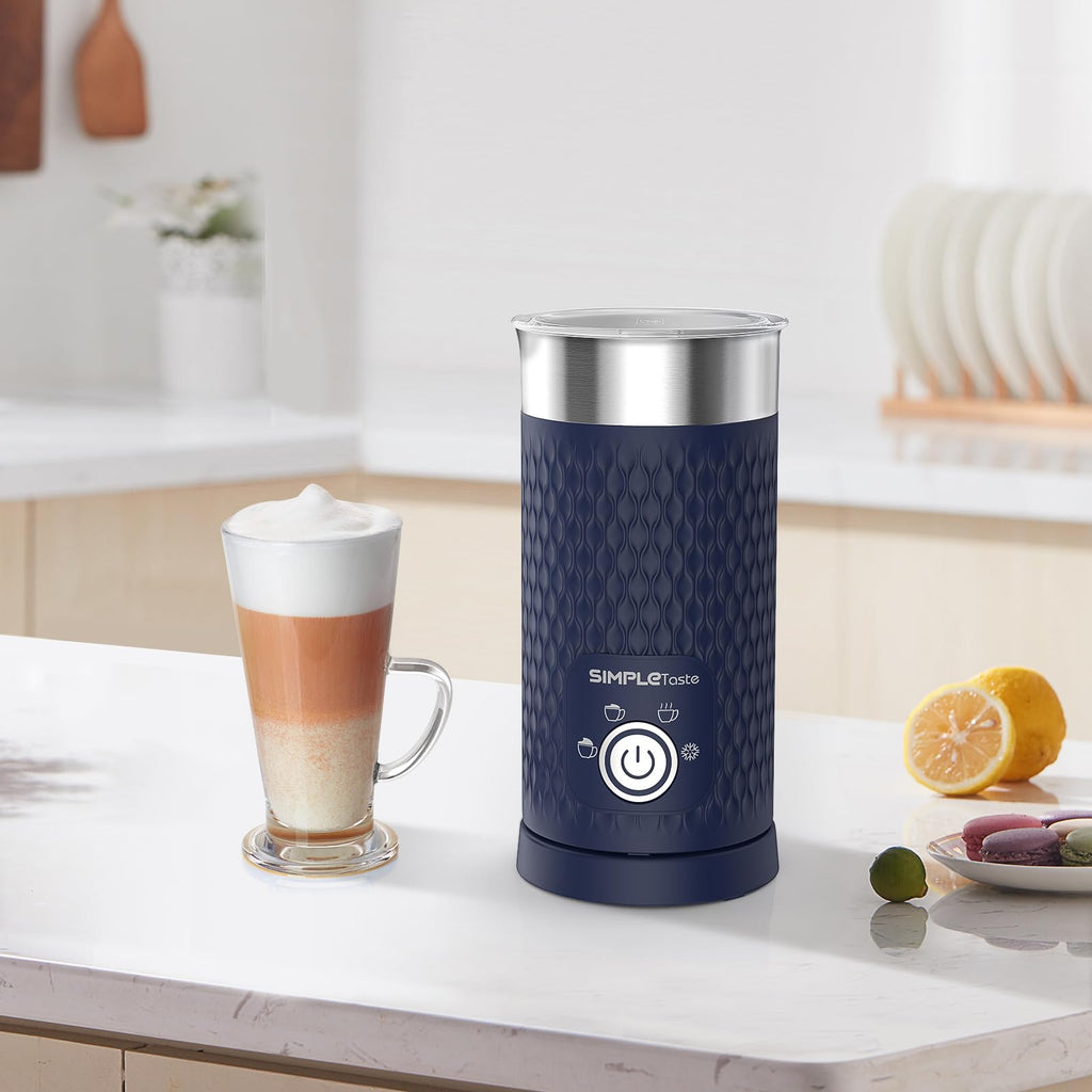 SIMPLETASTE Milk Frother, 4-in-1 Electric Automatic Milk Steamer, Warm and Cold Foam Maker and Milk Warmer for Latte, Macchiato, Cappuccino, Hot Chocolate