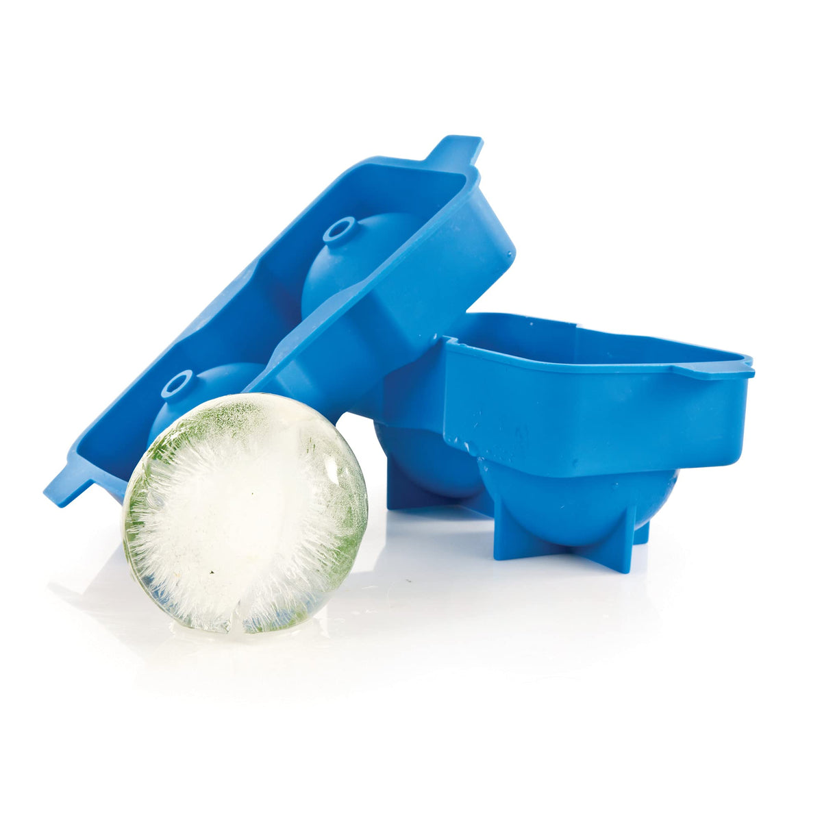True Sphere Ice Tray, Silicone Mold for 2.25 Inch Extra Large Ice Balls, Easy to Release, Perfect for Whiskey, Bourbon, Cocktails, Mixed Drinks, Bar Cart Accessories, Home Bar Gifts, Set of 1, Blue