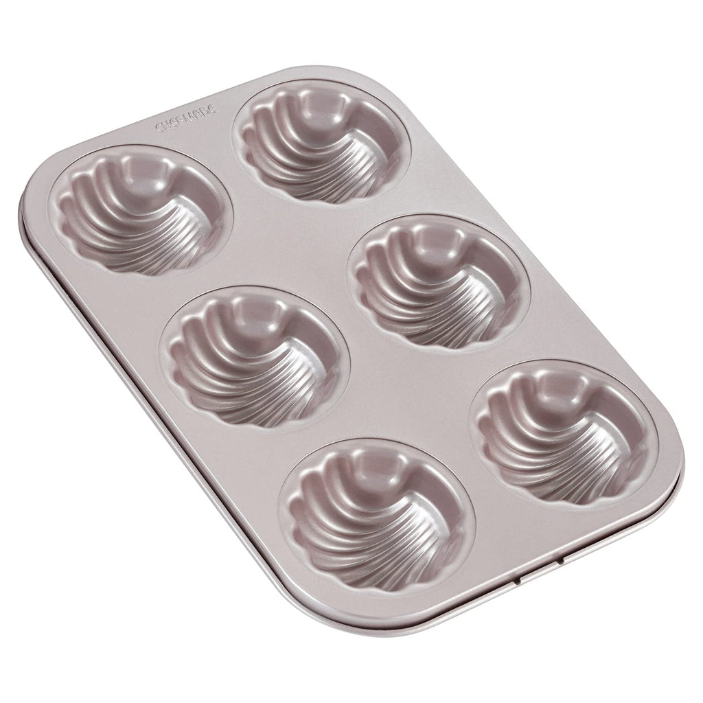 CHEFMADE Madeleine Mold Cake Pan, 12-Cavity Non-Stick Scallop Madeline Bakeware for Oven Baking (Champagne Gold)