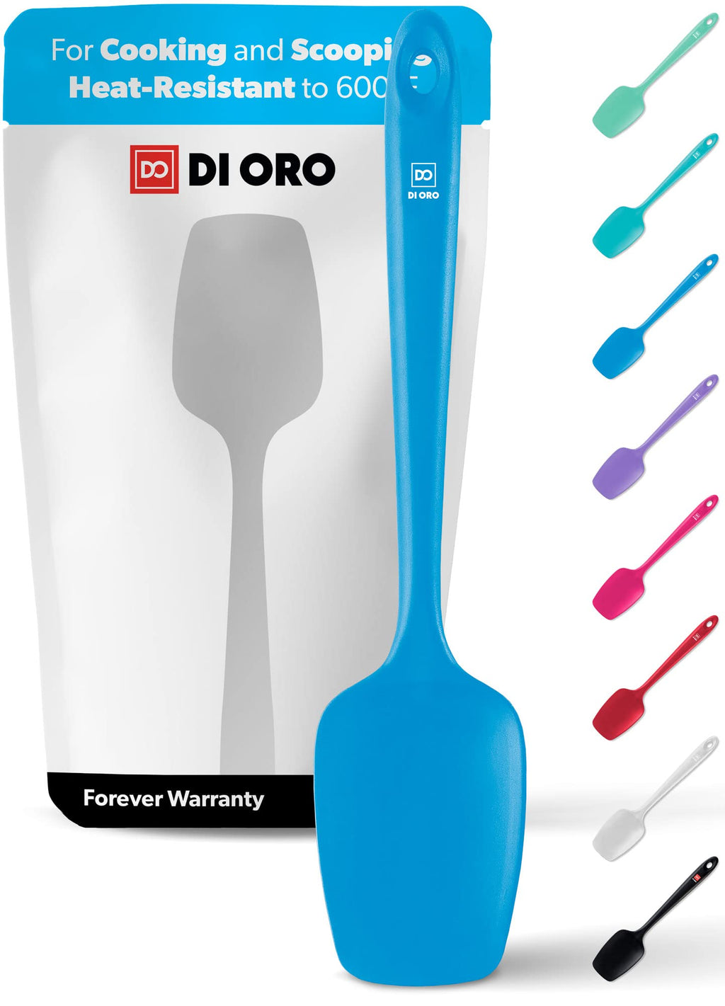 DI ORO Silicone Spoonula - Spoon Spatula, 600F Heat Resistant, Blue