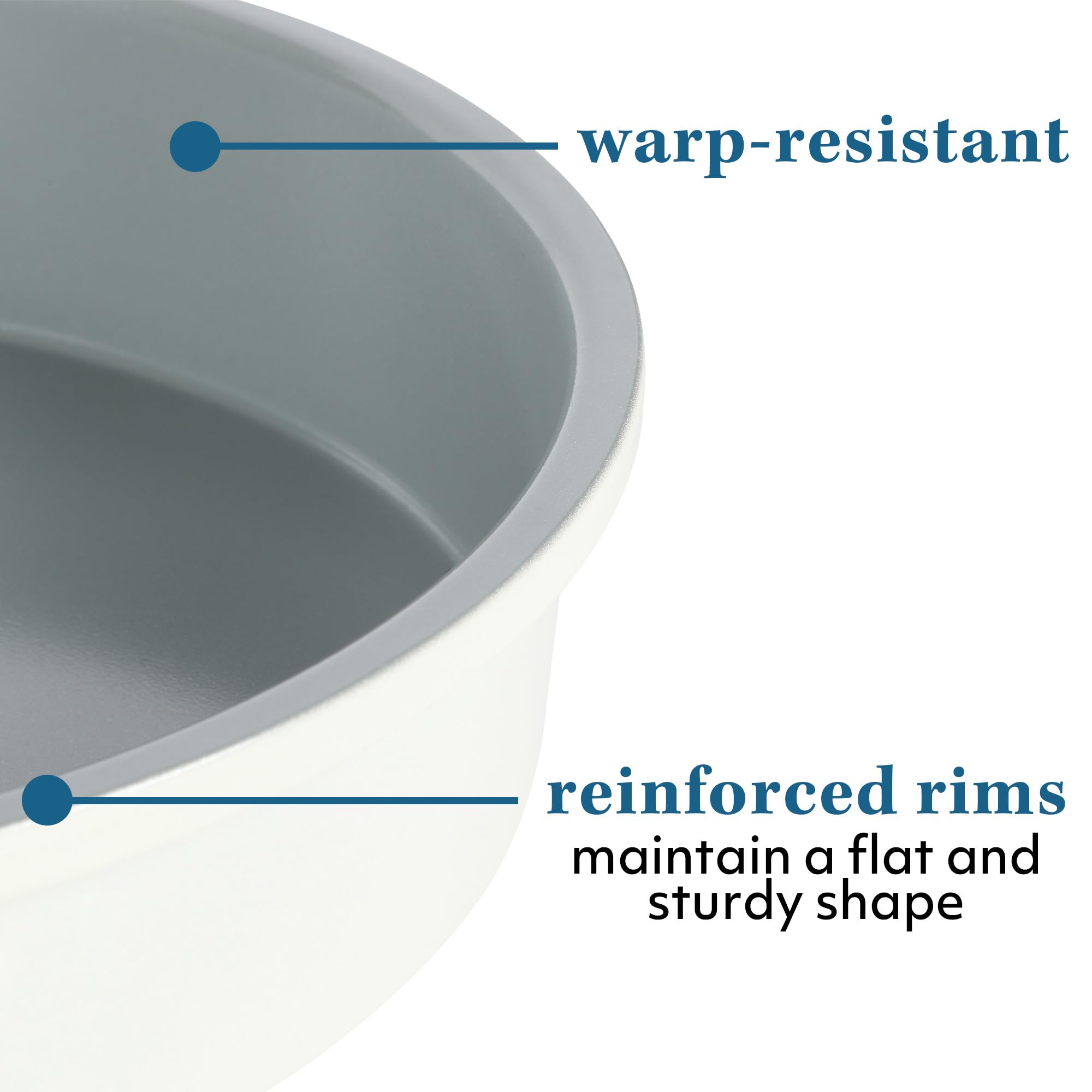 Sur La Table Kitchen Essentials Bake Sale 9 Inch PFOA, PFAS, PTFE Free Nonstick Round Cake Pan - Linen White