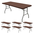 REWOMC 6 Pack Stretch Fabric Table Top Cap Cover, fits 6' Tables, Spandex Table Covers Washable Elastic Rectangle Tablecloth Protector for Indoor Outdoor Party Picnic Wedding, Coffee, 30" W x 72" L