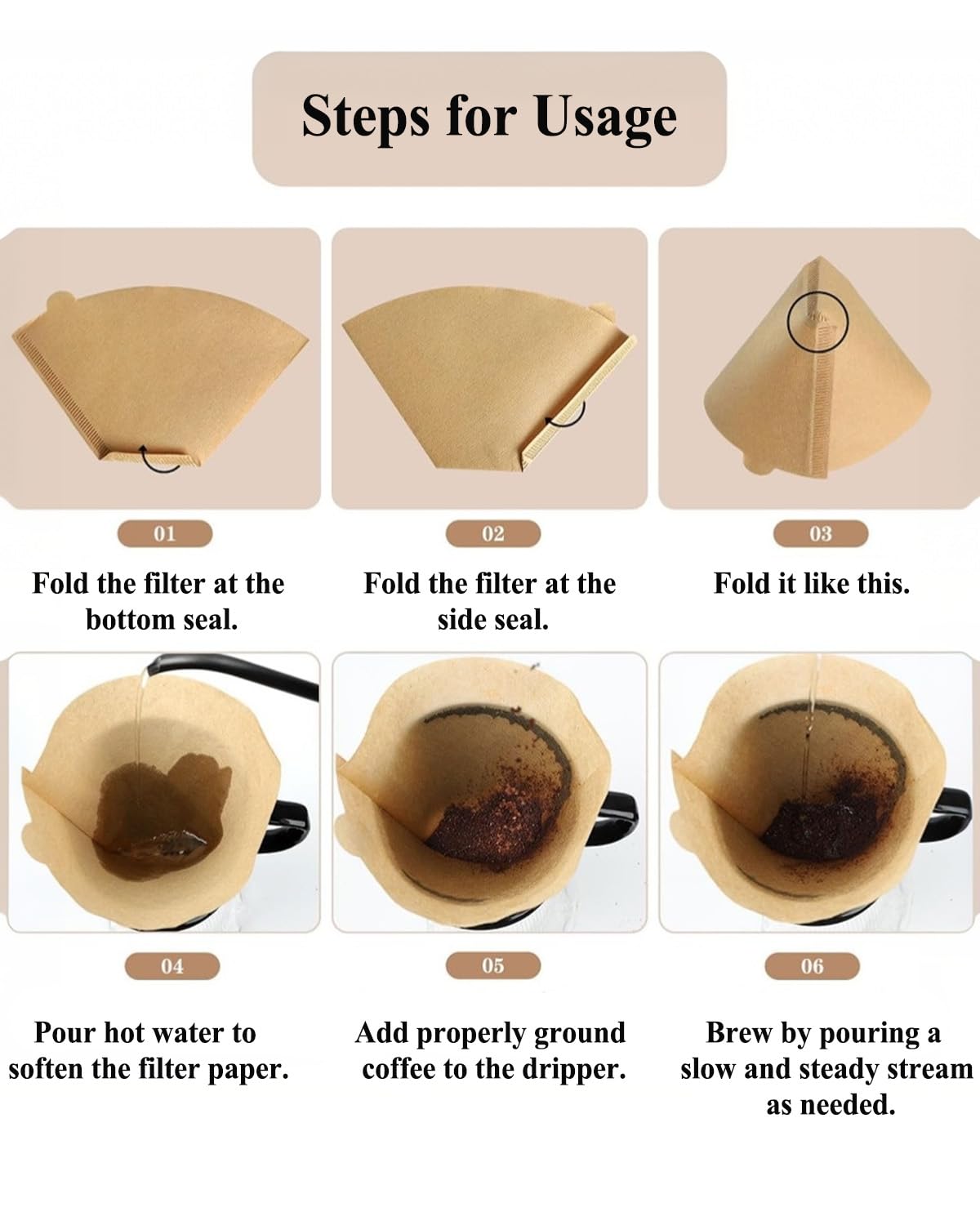 Coffee Filters #4 for Ninja, Mr. Coffee, 8-12Cup, Unbleached 100Ct