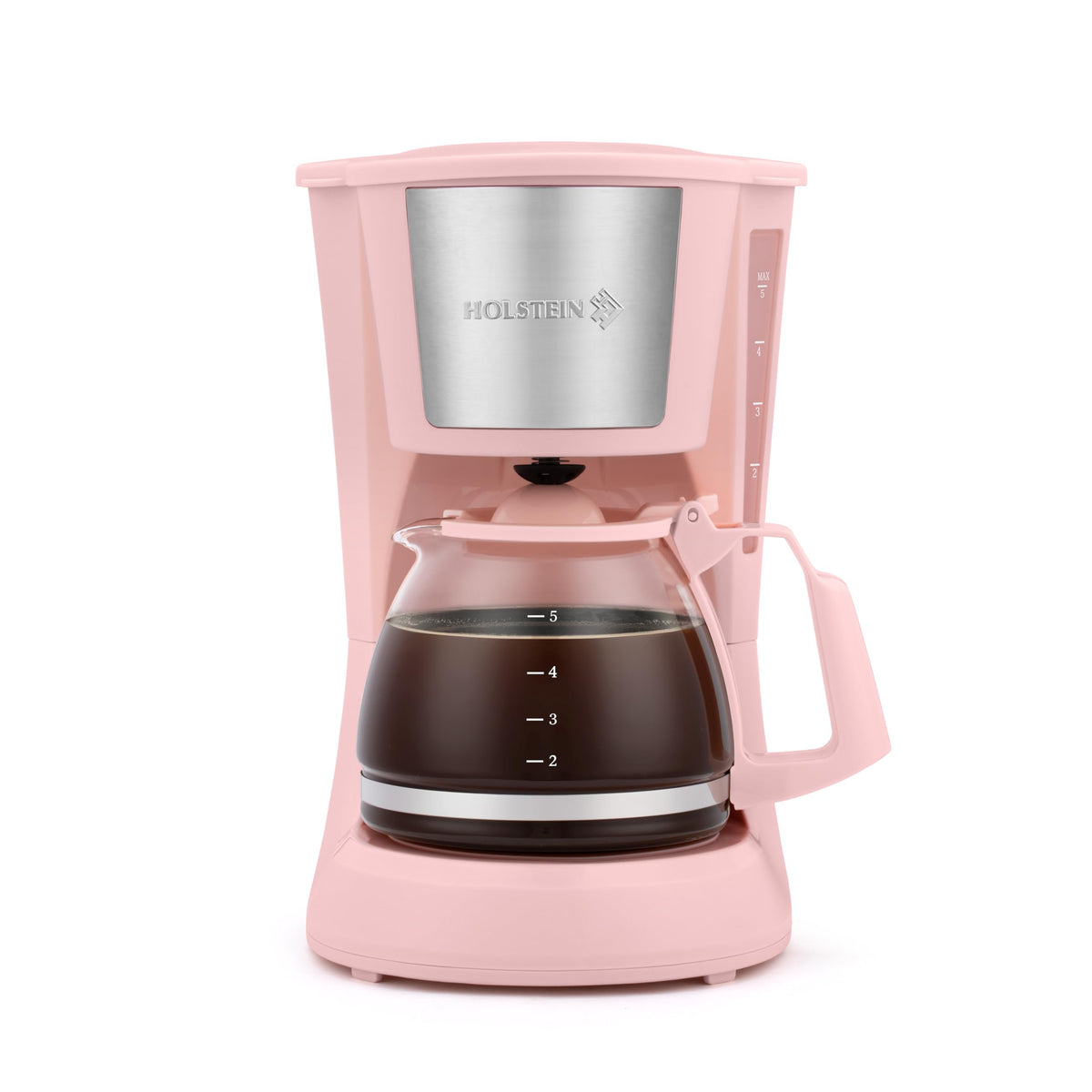 Holstein Housewares 5 Cup Drip Coffee Maker – Compact and User-Friendly with Auto Pause & Serve, Reusable Filter, Measuring Spoon & Glass Carafe, Office & Dorm Use, Yellow
