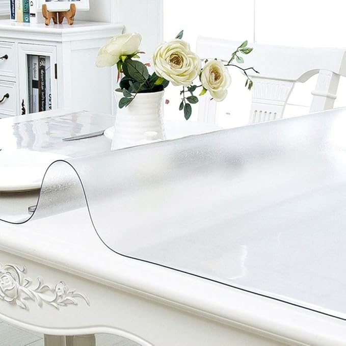NECAUX Custom 40 x 100 Inch Frosted Table Cover Protector, 1.5mm Thick Wood Grain Transparent Table Pad Non-Slip Tablecloth Plastic Protective Pad for Dining Room Table Conference Table Meeting Table