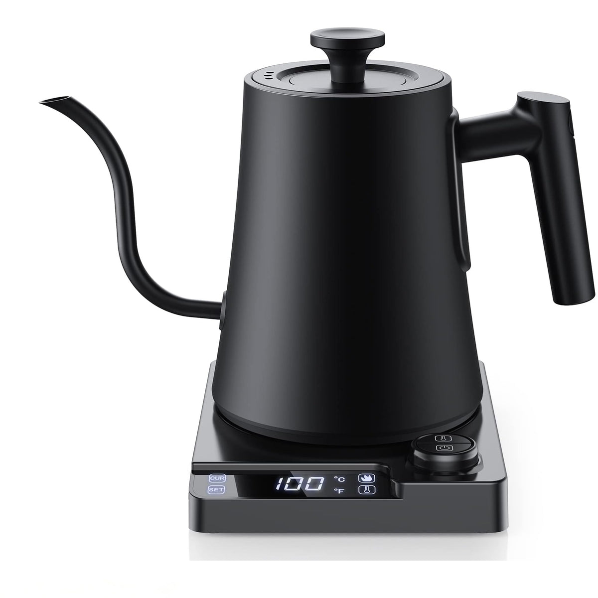 CHEFESS Gooseneck Electric Kettle with ±1°F Temperature Control - 1.0L Pour Over Coffee Kettle & Tea Maker, 1200W Fast Heating, 24H Keep Warm, Built-in Brew Timer, 100% Stainless Steel Interior