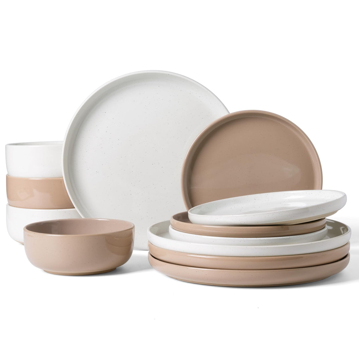 Famiware Milkyway 16-Piece Dinnerware Set with Mugs, Dark Gray