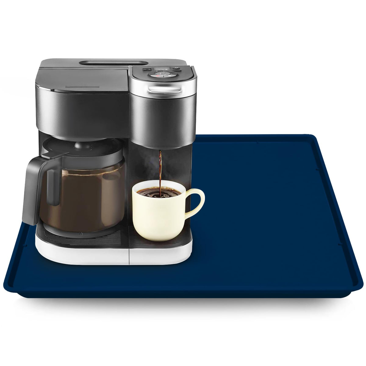 Silicone Coffee Maker Mat with Lip for Countertops 17.4''x10.6''Translucent