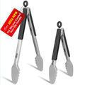 Hotec Mini Stainless Steel Kitchen Tongs for Cooking - 7-Inch Small Serving Tongs Metal Food Tongs Non-Slip Grip