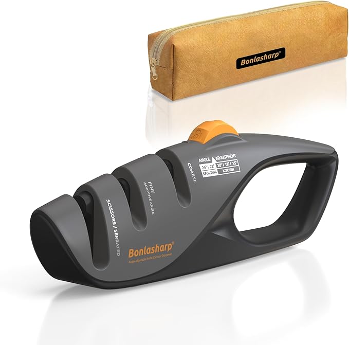 5 Angle Adjusted Knife Sharpener with Self-adapted Fine Slot Kitchen Knife Sharpener Premium Handheld Blade Sharpener Works for Most Kitchen Chefs & Serrated & Bread Knives, Scissors 1