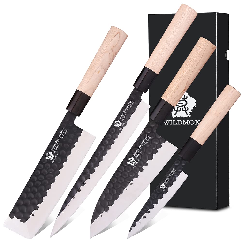 WILDMOK Left Handed 7 Inch Deba Knife German Stainless Steel Sashimi Knife Asian Usuba Salmon Knife for Left Handed