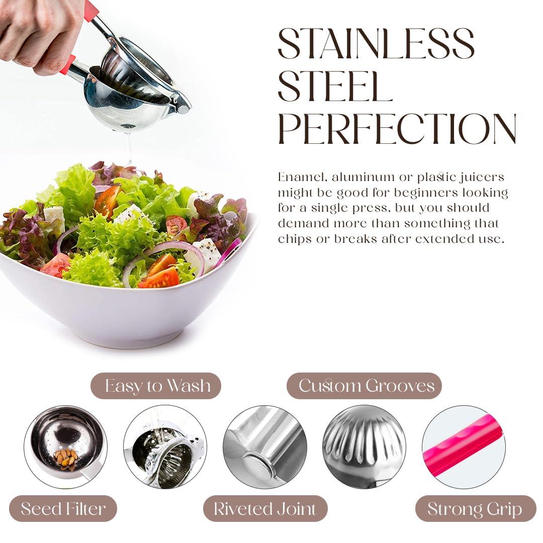 Bellemain Metal Lemon Squeezer, Stainless Steel Citrus Juicer,cranberry