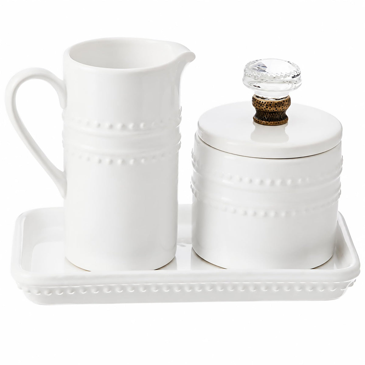 Mud Pie 47800002 Farmhouse Inspired Vintage Doorknob Cream and Sugar Set, One Size, White