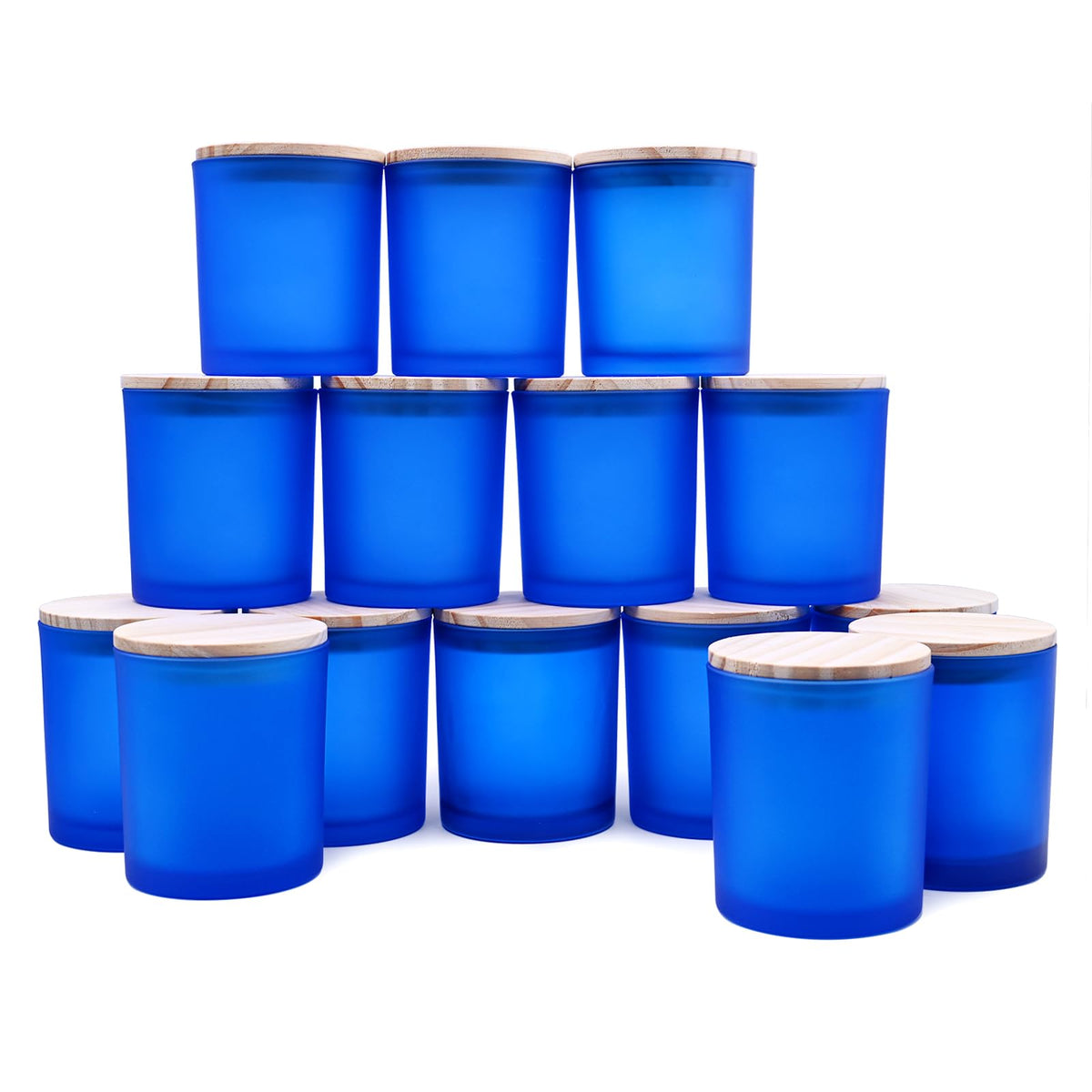 SHOWIN 10 OZ Thick Candle Jars for Making Candles 15 Pcs, Empty Jars with Wood Lids for Candle Making, Sample Container, Frosted Grey