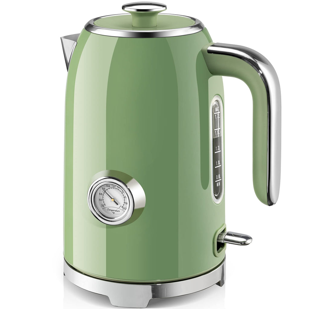 SUSTEAS 57oz Electric Kettle with Thermometer, Hot Water Pot, Retro Yellow