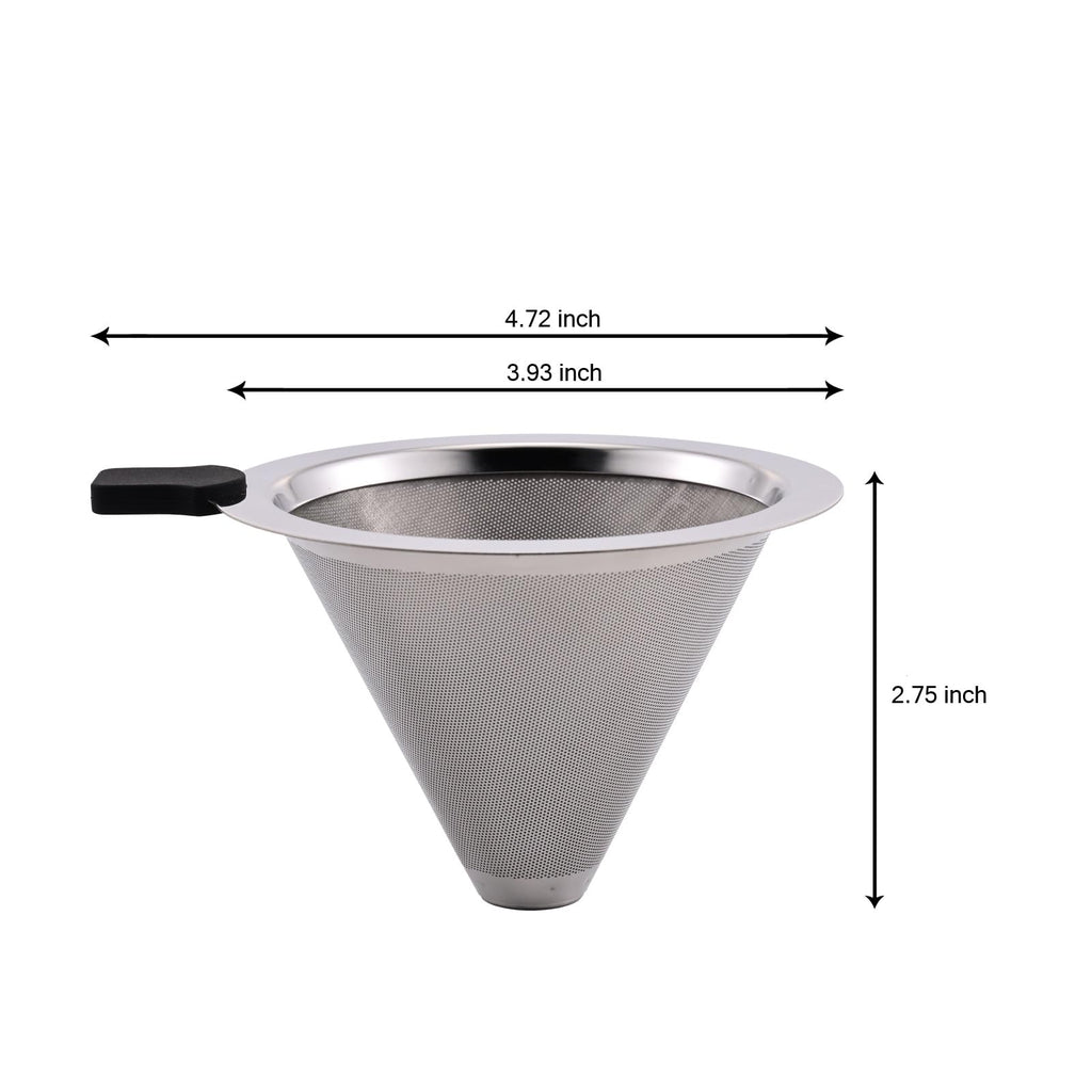 Pour Over Coffee Filter Dripper,Stainless Steel Reusable Cone Drip