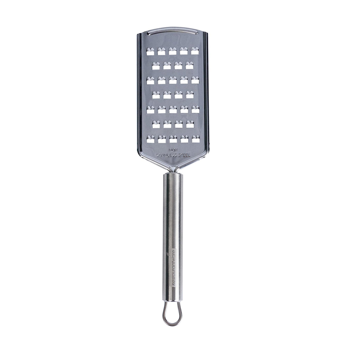 Restaurantware Stainless Steel Coarse Cheese Grater - German Standard Lemon Zester with Ergonomic Handle, Sharp Blades, Dishwasher Safe - Handheld Kitchen Grater for Parmesan, Garlic, Ginger