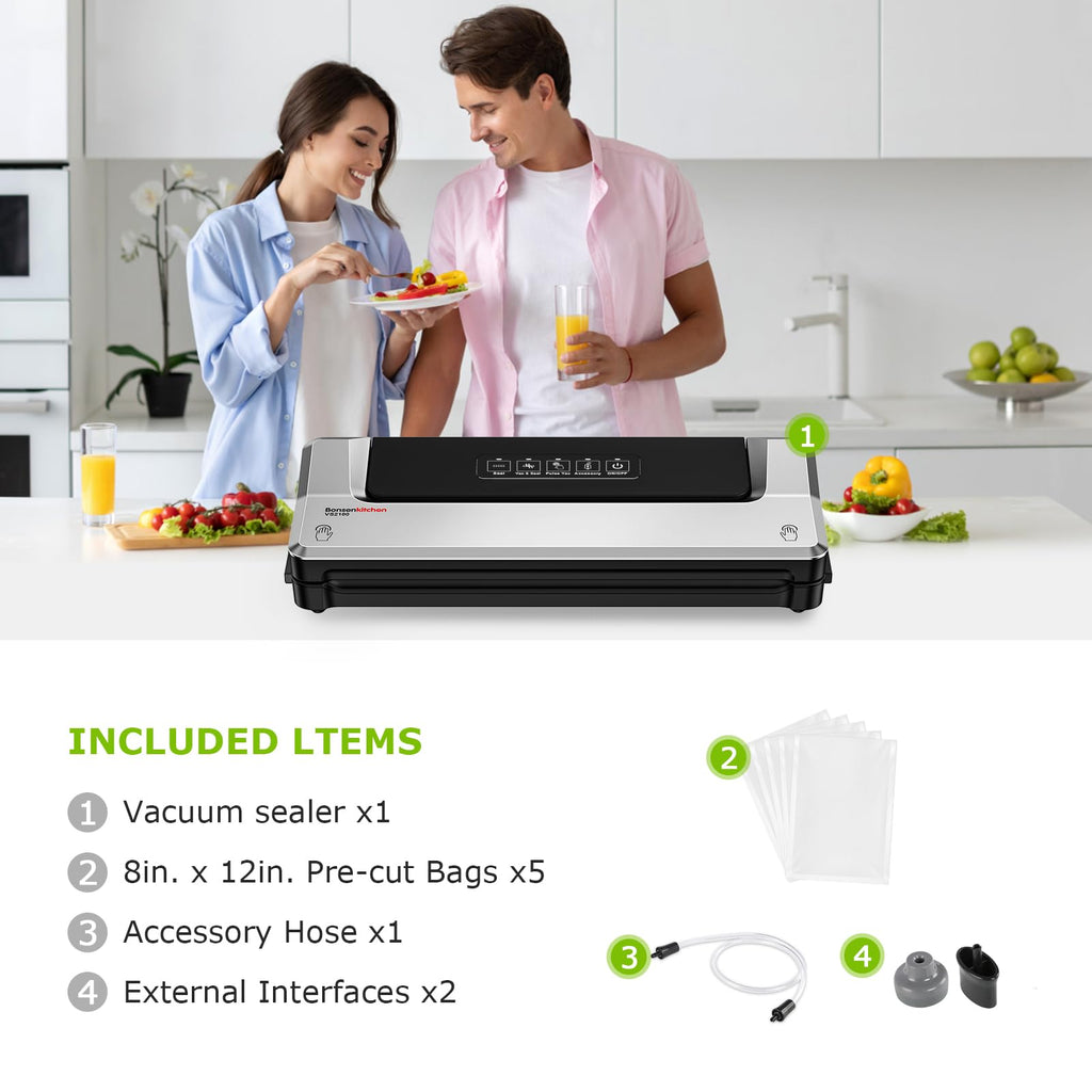 Bonsenkitchen Vacuum Sealer Machine, Multiple Modes For Meal Prep,Silver