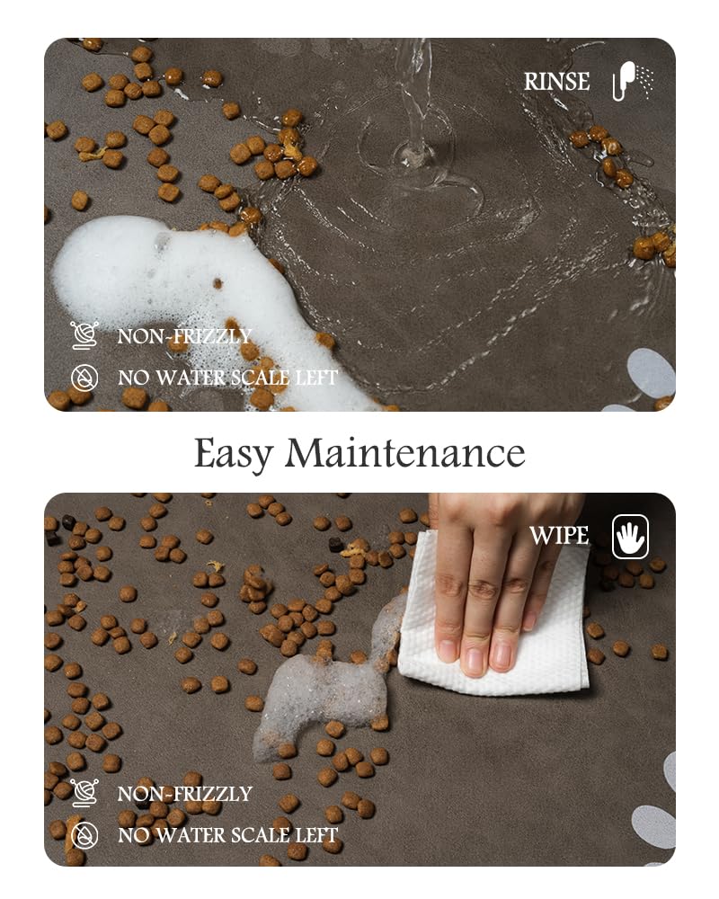 Pet Feeding Mat-Absorbent Dog Mat for Food and Water Bowl-No Stains Quick Dry Water Dispenser Mat-Dog Accessories Pet Supplies-Bowl for Messy Drinkers（Brown,12"x19"