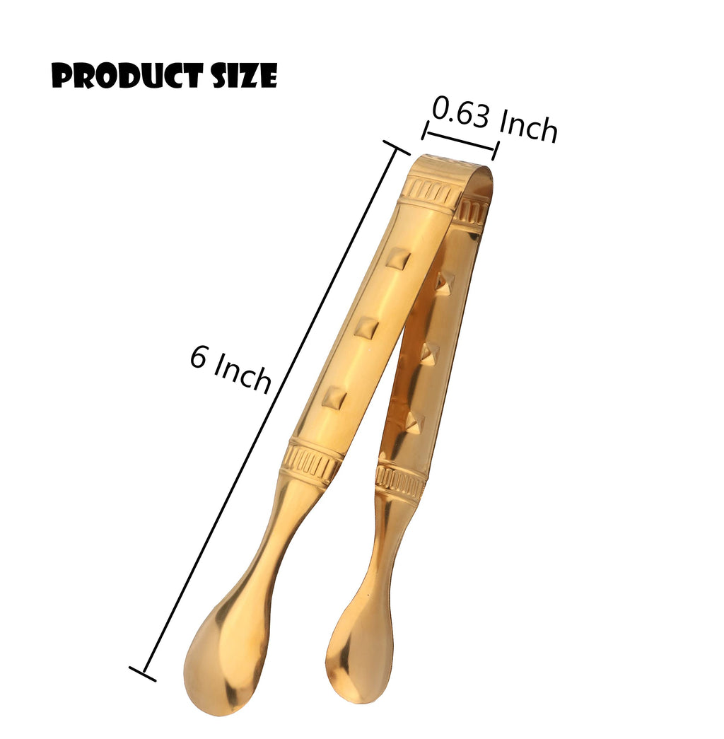6-Pieces 6 Inch Gold Mini Tongs for Appetizers, Gold Serving Utensils for Serving Appetizers, Ice, Sugar