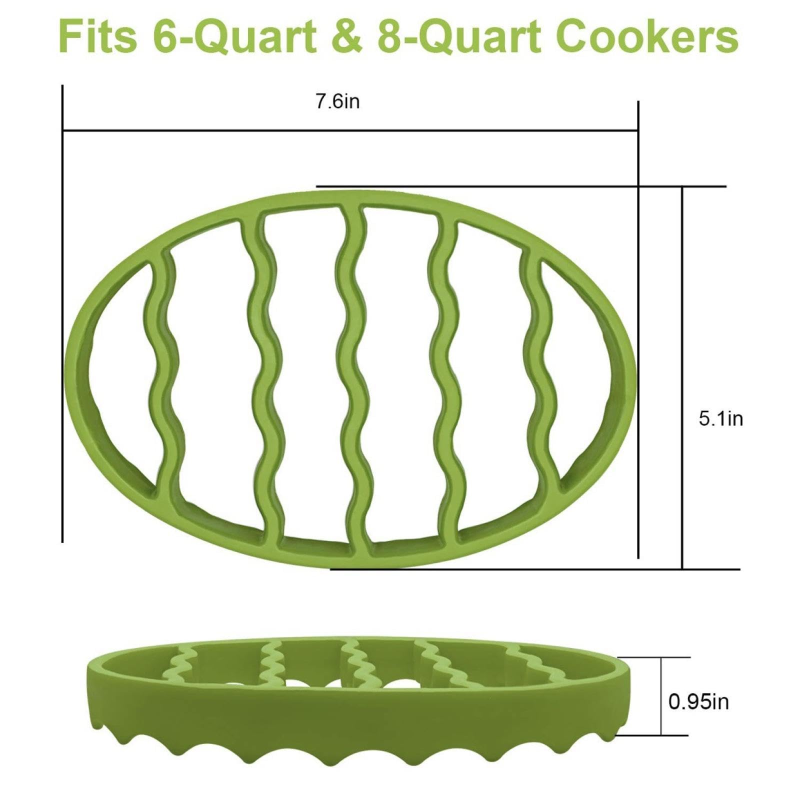 GHYUOPIEF Slow Cooker Silicone Rack, Used for Roasting Pot Cooking Steamer Silicone Pressure Cooker Baking Accessories Compatible with 6 quarts and 8 quarts Stove (Oval, Green, red)